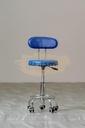 Adjustable Stool on wheels with footrest & backrest- Round - Blue