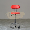 Adjustable Stool on wheels with footrest & backrest- Round - Red