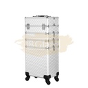 Professional Rolling Makeup Trolley Cosmetic Case - Silver