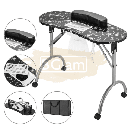 Foldable Manicure Station - Black Flower Design with Dust Collector & Carry Bag MT-020F