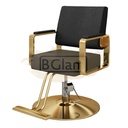 Modern Salon Styling Chair with Hydraulic Lift - Disc Plate - Black/Gold