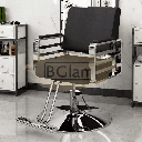 Modern Salon Styling Chair with Hydraulic Lift and Titanium Stripes Handles - Disc Plate - Black/Silver