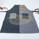 Salon/Barber 2 Tone Denim Apron with brown straps M-197
