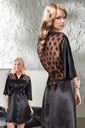 Robe de chambre en satin à dos froncé Miorre - NOIR