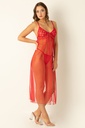 Ensemble chemise de nuit longue avec détails en dentelle Miorre - ROUGE