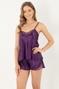 Ensemble short en satin guipure à fines bretelles Miorre - PLATO