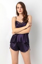 Ensemble short en satin guipure à fines bretelles Miorre - DARK DAMSON
