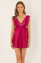 Mini-chemise de nuit en satin et dentelle à bretelles épaisses - BURGANIA